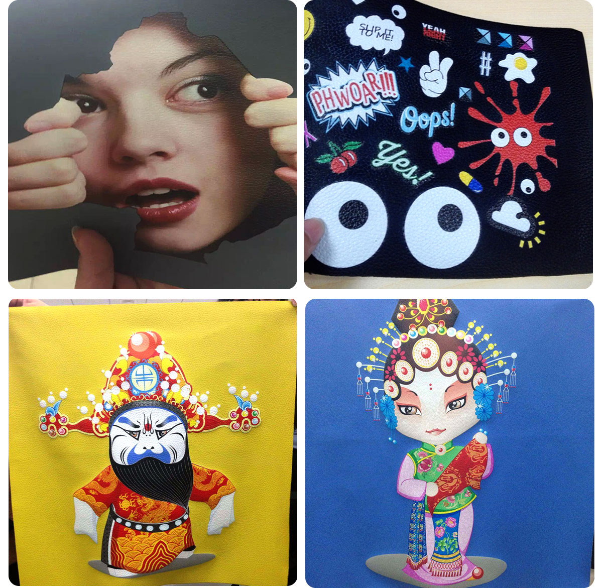 Leather printing samples by roll to roll & Hibrid uv printer WER-EB1802UV
